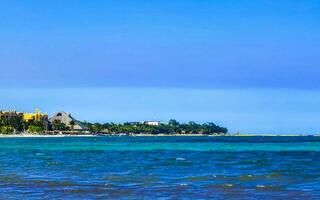 Tropical mexican beach clear turquoise water Playa del Carmen Mexico. photo