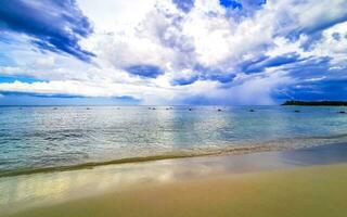 Tropical Caribbean beach clear turquoise water Playa del Carmen Mexico. photo