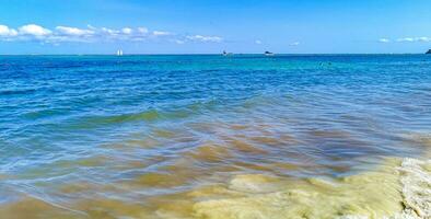 Tropical mexican beach clear turquoise water Playa del Carmen Mexico. photo