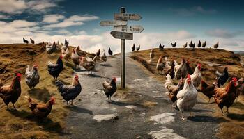 hen cross road photo