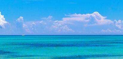 Tropical Caribbean beach clear turquoise water Playa del Carmen Mexico. photo