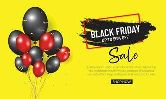 abstract black friday banner with black red ballon design. vector