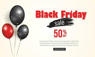 abstract black friday banner with black red ballon art. vector