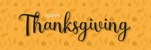 happy thanksgiving lattering design with leaf pattern perfect for banner, poster. vector