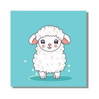 Cute lamb ram animal on blue background vector icon. Isolated animal technology icon concept. Premium vector. flat cartoon style