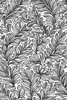 Artistic Monochrome Floral Sketch Abstract Doodle Vector Illustration