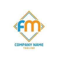 fm typography logo design vector