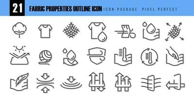 Fabric Properties outline icon pixel perfect set. vector icon related of fabric properties. vector icon