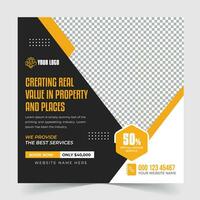 Real Estate Property sale offer square Social Media Post Template vector