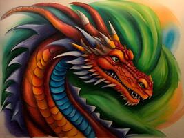 art color of dragon head background photo