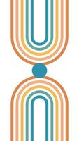 Retro circles and lines illustration. Teal and orange geometric shapes. Vector mid century poster.