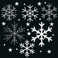 Snowflake icon set, White snowflake set vector