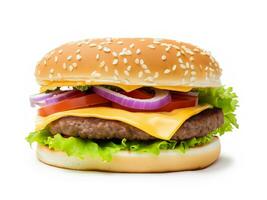 hamburger isolated on white background photo