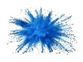 blue explosion of powder on a white background photo