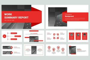 Red modern marketing company slide presentation template vector