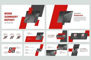 Red company minimalist slide presentation template vector