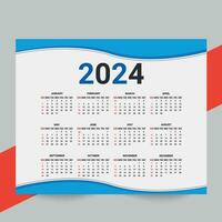 Minimal style 2024 page calendar for new year template design vector