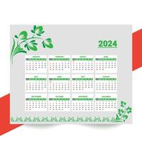 Minimal style 2024 page calendar for new year template design vector