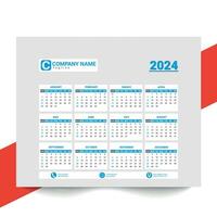 Minimal style 2024 page calendar for new year template design vector