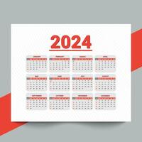 Minimal style 2024 page calendar for new year template design vector