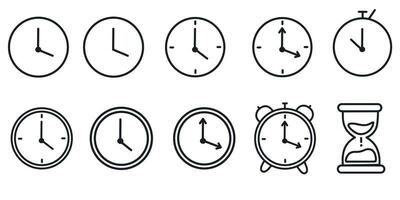 Time icon. Concept editable stroke outline line icons set isolated on white background flat vector illustration.  64 x 64.