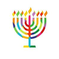 Hanukkah menorah emblem with colorful texture vector