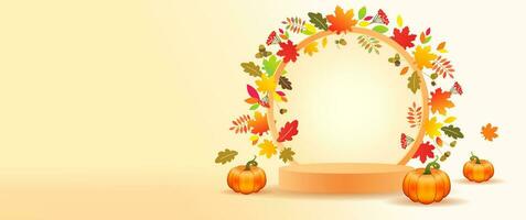 Autumn creative decoration template with empty background. Blank concept. Greeting card or invitation template vector