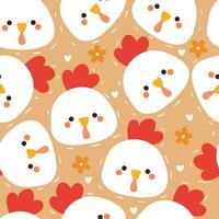 seamless pattern cartoon chicken, rooster. cute animal wallpaper illustration for gift wrap paper vector