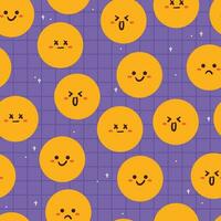 seamless pattern cartoon face with expression. cute wallpaper for textile, gift wrap paper vector