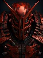 3d rendering of a futuristic robot with a red helmet photo