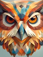 colorful abstract geometric owl with triangles photo