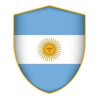 Argentina flag in shield shape. Vector illustration.