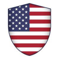 USA flag in shield shape. Vector illustration.