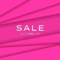 Square sale banner. Web banner with pink stripes on background with silver letters. Template design for social media, holidays, Black Friday sale. Special Offer, luxury shopping poster. Vector. vector