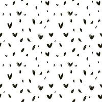 Seamless pattern of hand-drawn pen, marker strokes and doodles. Various black figures on a white background. Heart, squiggles, abstraction on a white background. Vector illustration. Packaging