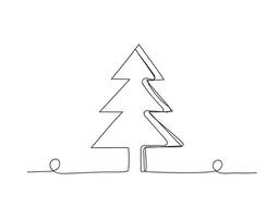 Navidad árbol continuo uno línea icono vector ilustración.