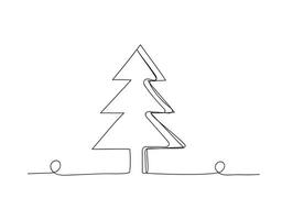 Christmas tree continuous one line icon vector illustration.