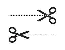 Scissors with dashed line isolated vector illustration.