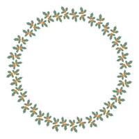 A wreath of mistletoe twigs. Round frame for Christmas and New Year. vector
