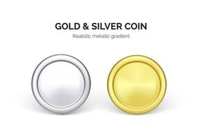 One silver and gold dollar coin. Business and finance illustration. Vector