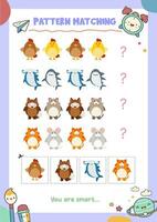 Matching pictures to patterns. Activity worksheet vector