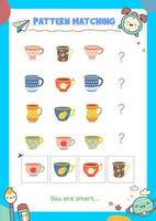 Matching pictures to patterns. Activity worksheet vector