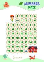 Maze game with numbers vector