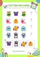 Matching pictures to patterns. Activity worksheet vector