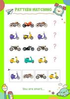 Matching pictures to patterns. Activity worksheet vector