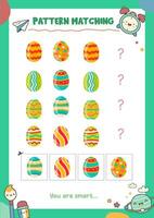 Matching pictures to patterns. Activity worksheet vector