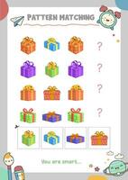 Matching pictures to patterns. Activity worksheet vector