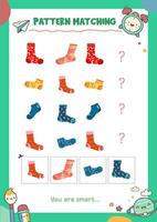 Matching pictures to patterns. Activity worksheet vector