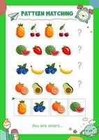 Matching pictures to patterns. Activity worksheet vector