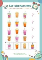 Matching pictures to patterns. Activity worksheet vector